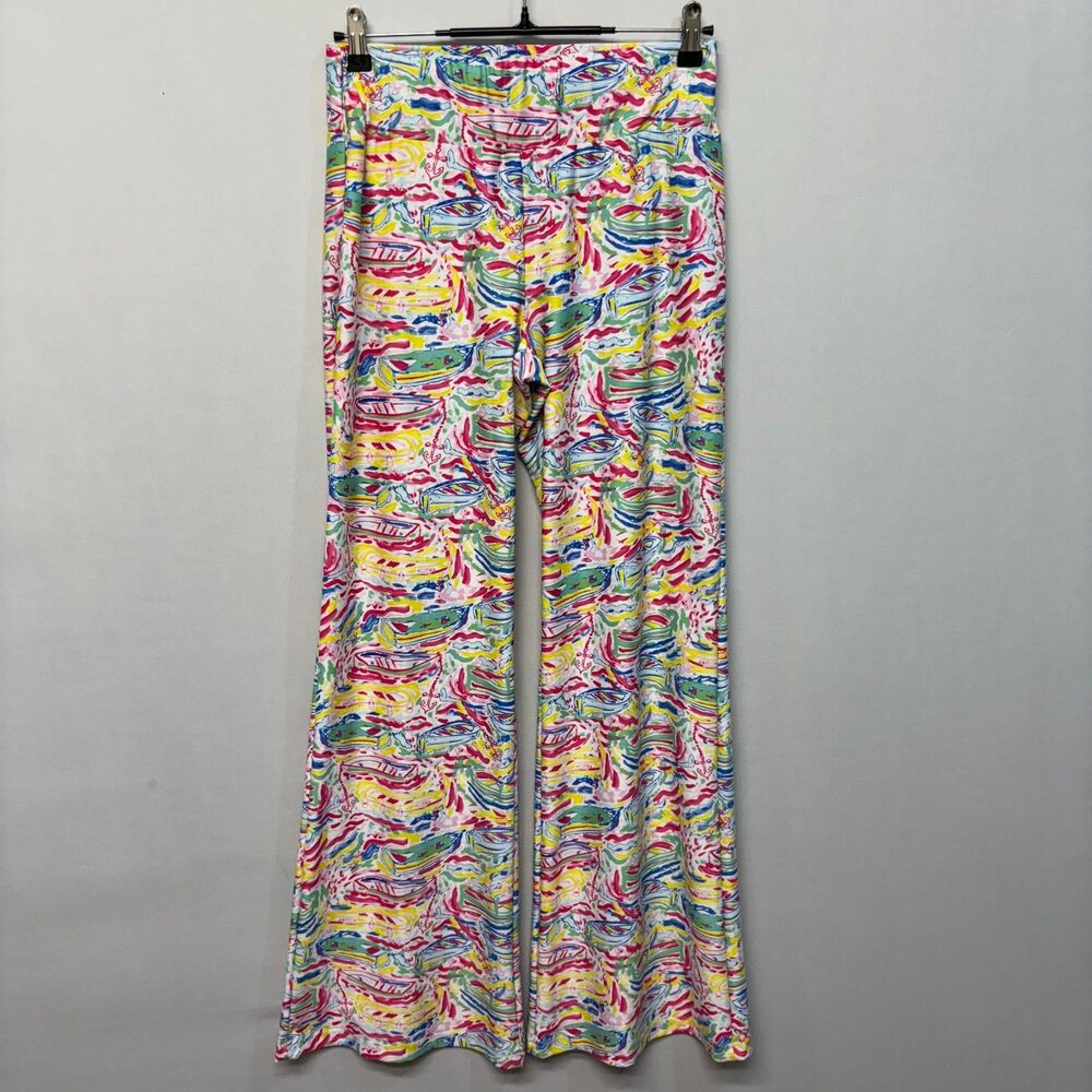 Kaeli Smith Women Pull On Wide Leg Pants Size Small Colorful Artsy Boho D020 -1